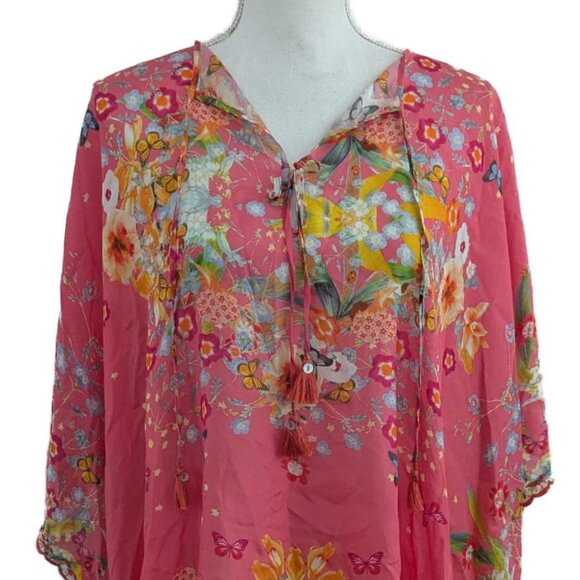 Johnny Was 100% Silk Nephi Loose Fit Poncho Top - Picture 8 of 10